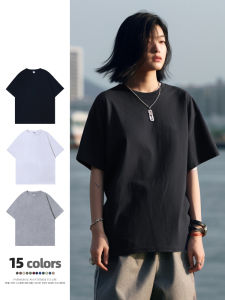 Black Loose Short Sleeve T-Shirt Summer Womens Half Sleeve Top Easiest for Match Cotton Base Shirt Men and Women Street Kuchao Ins