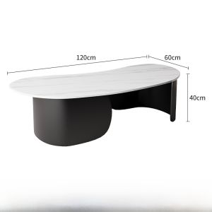 Modern Minimalist Italian Style Rock Board Coffee Table Black Luxury Simple Home Office Living Room New 2024 Version
