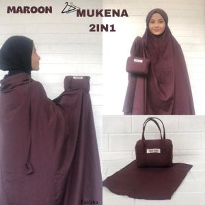 Free Sajadah Mukena Travel Dewasa  2 in 1 Mini Pouch  Silky Korea Premium Adem Lembut Praktis