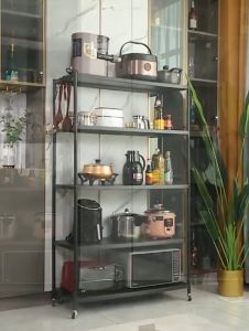 Johor Seller | 3/4/5 Tier Kitchen Organizer Roller Rack Matte Surface Kitchen/Bedroom/Living Portable Roller Rack