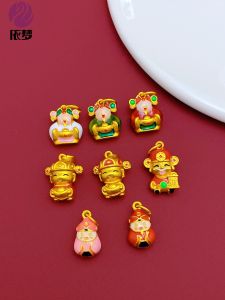 Pink Smiling God of Wealth Pendant Drop Earrings DIY Accessories Gold Shop Sand Gold High Value Clavicle Chain Exquisite Jewelry