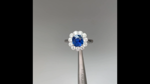 GIA 1.38Ct Natural Unheated Blue Sapphire Ring with Natural Diamonds in 18k gold
