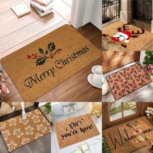 VIKAMA Christmas Cartoon Reindeer Carpet Entrance Welcome Mat Indoor and Outdoor Floor Mat Lightweight Carpet Home Decoration