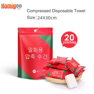 Homigoo 20 Pack Compressed Towels - Biodegradable Travel Towels 100% Pure Cotton Washable & Disposable for Camping Gym Emergency Kit Baby Care & Outdoor - Portable Face/Body Tissue