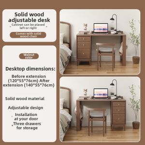 DONGMU | Extendable Wooden Study Desk Bookshelf