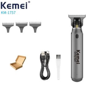 Kemei | Tông Đơ Cắt Tóc Không Dây Kemei KM-1757 Dành Cho Nam Máy Tỉa Râu Mạnh Mẽ Chuyên Nghiệp Có Thể Sạc Lại Máy Cắt Tóc Ướt/khô Với 3-4 Lưỡi Dao Có Thể Điều Chỉnh
