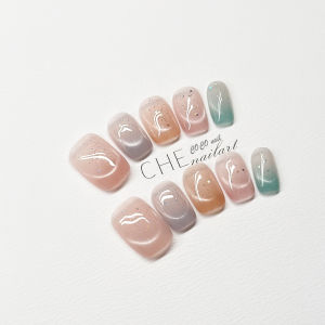 Handmade Wearable Nail Tips 2025 New Simple Grey Series Gentle Match All White High-End Feeling Nail Art 832 Glossy Any Skin Type