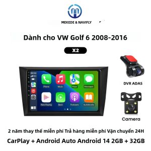 Hệ Thống Radio Đa Phương Tiện Double Din Tích Hợp Wireless Carplay Và Android Auto Dành Cho Xe VW Volkswagen Golf 6 2008-2016 Với GPS Navi FM BT