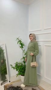 wenay Dress Exclusive Terbaru Gamis swaroski Pesta Maxi Kondangan Lamaran Tunangan Kekinian sage