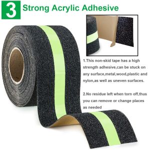 5CM*5M Luminous Tape Anti-Slip Grip Tape Strips Safety Warning Tape for for Indoor Outdoor Stair Steps