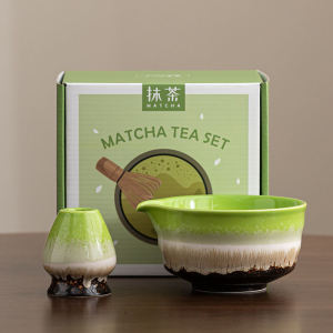 Ceramics Tea Maker Tools Set Matcha Bowl and Matcha Whisk Holder Set Matcha Ceramic Tea Making Accessories