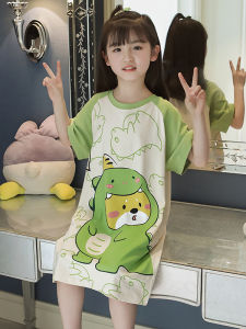 Girls Summer Lightweight Modal Cotton Sleepwear Short Sleeve Home Clothes Princess Style Childrens Clothing Home Skirt