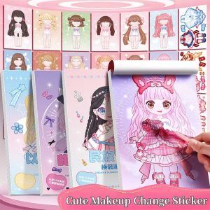 DIY Dress Up Sticker Girl Paper Doll Quiet Book Sweet Cool Girl Star Doll Change Clothes Scrapbook Craft Childrens Makeup Book