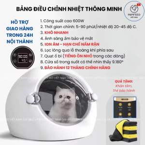 Máy sấy lông mèo Lồng sấy mèo tự động Papifeed hạn chế nấm rận Hộp sấy tuần hoàn cho chó mèo an toàn cho thú cưng