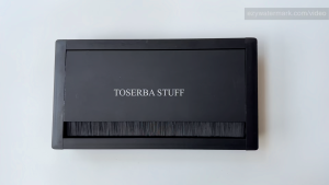 Grommet Trap Door 2 Dua Lubang Stop Kontak Bahan Aluminium Warna Hitam Slim Premium cocok untuk Meja Kerja Kantor Minimalis Rapih