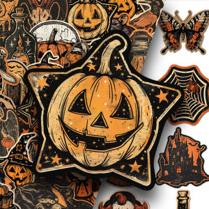 Sticker Halloween 100 ปลอกโทรศัพท์มือถือกันน้ำ ตกแต่งตู้เย็น กล่องของขวัญ DIY ลายสัตว์ปีกนก สติ๊กเกอร์ตกแต่งสำหรับการ์ด