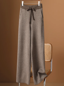 Quần Ống Rộng Bằng Lông Cừu Sang Trọng 1000+ Dành Cho Nữ Quần Dài Đến Sàn Họa Tiết Sóng Dày Cao Cấp Mùa Đông 2023