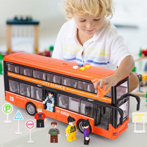 Childrens Double Layer Bus Toy Large Size Educational Public Bus Model Inertia Baby School Bus Big Bus Boy Plaything