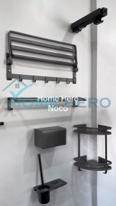 NOCO Prestigia™ Bathroom Luxe Double Pole Bath Towel and Holder Aluminum Bathroom Towel Rack