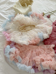 Princess Style Tulle Skirt for Girls Puffy Half-length Skirts Childrens Favorite Super Fluffy Skirts Girls Clothing