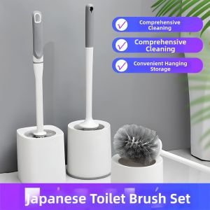 YOULE | Corner-reach Long-handled Toilet Brush with Base for Home Use