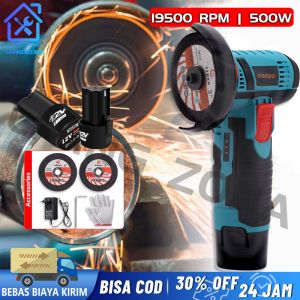 1/2 Baterai Mesin Gerinda Mini Brushless 12V 500W Dengan Baterai Rechargeable / Mesin Gerinda Tangan Elektrik Portable 12V Multifungsi Untuk Potong / Poles Ubin Keramik / Kayu DIY