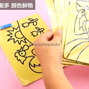 TAIYO DIY Lukis Pasir Labubu Karakter Sand Painting Mewarnai Gambar Lukis Kertas Stiker Anak