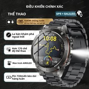 Đồng Hồ Thông Minh GPS+Galileo Hai Băng Tần Cấp Quân Sự Chống Nước 10ATM Theo Dõi Sức Khỏe Tích Hợp La Bàn Màn Hình AMOLED Dùng Được Cho Android & iOS