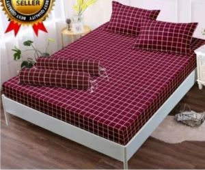 Sprei Motif  Aestetic kotak  Set Sarung Bantal 2 Sarung Guling 1 Bahan Katun Halus Lembut Adem Tidak Pudar