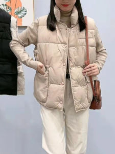 Autumn Winter Cotton Vest Women Korean Version Waist Cinched Thick Camisole Cardigan Jackets Female Coats Warm Womens Clothing