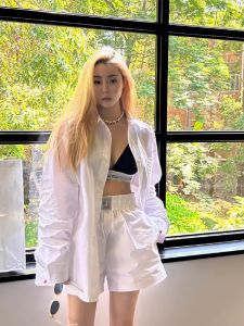 White Shirt for Women Boyfriend Style Stylish Niche Top K-style Casual Wide Loose Pure Cotton Idle Style Shirt