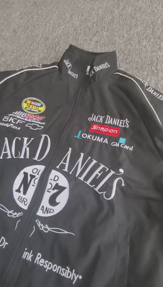 DIMI Jack Daniels Jaket Vintage Racing F1 Pria With Bordir Logo Premium Motor Sport Waterproof Coat