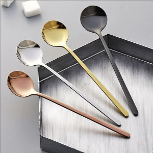5Pcs Stainless Steel Long Handle Spoon Coffee Spoon Ice Cream Dessert Spoon Cutlery Tableware Kitchen Accessories