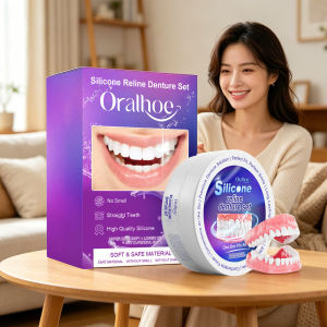 oralhoe | Silicone Reline Denture Set Improves Denture Fit Natural Look and Comfort Upper Lower False Teeth Set for Perfect Smile