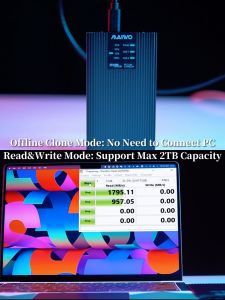MAIWO NVMe SSD Case M.2 Enclosure 2Bay SSD Cloner Offline Clone 1:1 20Gbps to M-key PCIeSSD Aluminum Case Support NVMe SSD 2230 2242 2260 2280 Compatible AHCI SSD with adapter