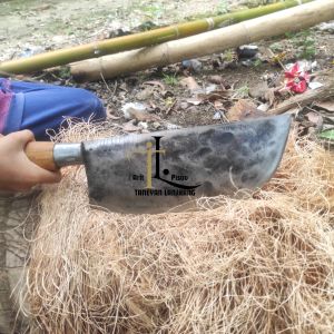 Bodeng Jumbo Bulat Ukuran 36 CM / Pisau Cacah Tulang / Pisau Baja Per Asli Super Tajam / Peralatan Pedagang Daging Ayam Atau Sapi Dan Kambing / Pisau Pemotong Daging Ayam Sapi Dan Kambing Super Tajam / Bodeng Madura Asli