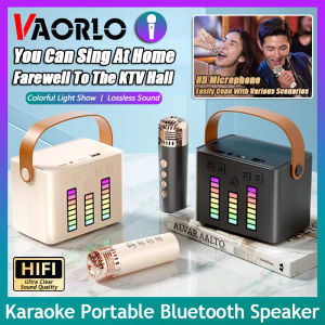 VAORLO Original Dual Condenser Microphone Smart Wireless Bluetooth Speaker Music Rhythm LED Atmosphere Light Mini Audio Home Karaoke Subwoofer