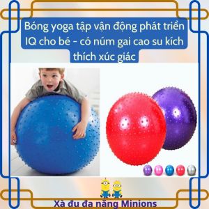 Bóng yoga tập vận động phát trển IQ cho bé - có các núm gai cao xu kích xúc giác(tặng kèm 1 bơm tay)