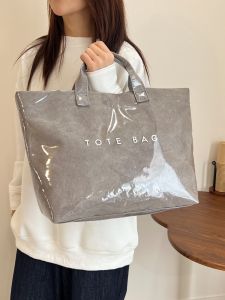 Retro Large Capacity Transparent Waterproof Commuter Tote Bag Fashionable Jelly Handbag Womens Bag for All Seasons