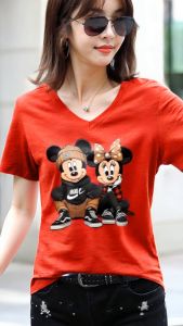 M-6XL เสื้อลายMickey คู่รัก เสื้อยืด แขนสั้น สวยเก๋ Valentine for man women Cotton100% High quality C434
