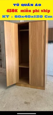 TỦ TREO QUẦN ÁO GỖ 2 CÁNH LẮP GHÉP TỦ NÂU
