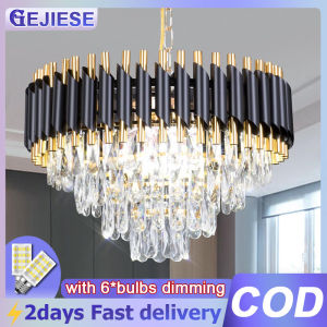 GEJIESE 19inch crystal chandelier light modern design with E14 bulbs crystal pendant light drop lights sala 3 color dimming luxury crystal chandeliers for living room dinning room