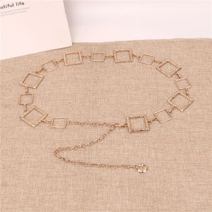 Gold Hexagonal Waist Chain for Women Fashionable INS Style Jewelry Accessory Perfect with Dresses Shirts and Suits