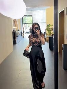 Floral Print Chiffon Shirt and A-line Skirt Set