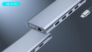 Oker ตัวแปลง USB-C 11 in 1 รุ่น OE-2110 (มัลติมีเดียฮับ มาพร้อมพอร์ตเชื่อมต่อจำนวน 11 ช่อง)