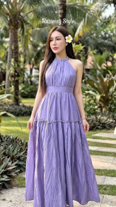 Đầm maxi cổ yếm Ruzimay Style R1900 dáng dài xòe