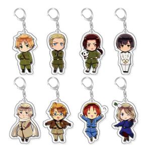 Bandai | 8 Pcs/Set Cute Axis Powers Action Figures KeyChain Feliciano Varga Ludwig Kiku Honda Alfred F. Jones PVC Model Collection Toy