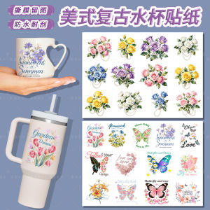 Original English Pattern Transparent Crystal Label Waterproof Sticker for Ceramic Water Cup High Temperature Resistant Thermal Cup Decal