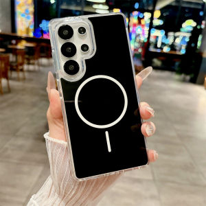 Luxury Wireless Magnetic Thin Circle Colorful Cover For Magsafe Case Samsung Galaxy S24 S25 Edge S26 Ultra S23 Fe Clear Acrylic