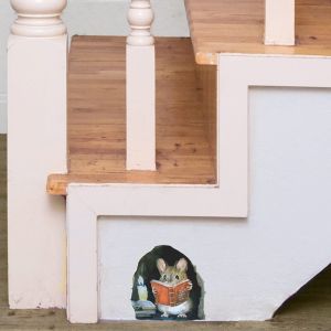 3Pcs 3D Mouse Hole Wall Stickers Mouse Reading Book Wall Decals Waterproof Funny Nursery Bedroom Wall Art Decor
